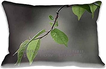 Green and Gray Leaves Unique Throw Pillow Covers Print Macro Pillows Bedroom Cotton Case Aero Decorative Pillowcase Set for Home and Hotel