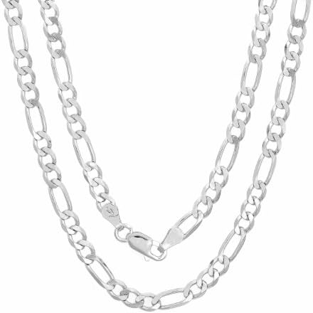 Sterling Silver 4 mm Diamond-cut Figaro Chain, 22 Inch