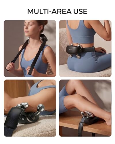 Upgraded Neck Massager for Pain Relief Deep Tissue, Cordless Neck and Shoulder Massager with Heat, 5 Modes Deep Tissue Kneading, Portable Shiatsu Massager for Back Leg Muscles, Home Office Travel Use