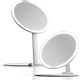 Fancii Abigail Rechargeable Travel Makeup Mirror with LED Light, 8" Foldable Stand, 3 Color Lighting Travel Mirror. Dimmable & Lightweight Portable Vanity Mirror, Beauty Travel Essential