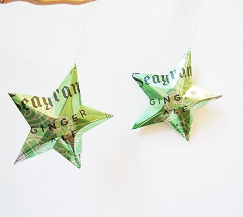 Seagrams Ginger Ale Soda Can Stars, Recycled Aluminum Pop Can Stars, Upcycled Coke Christmas Ornaments