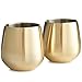 VonShef Double Walled Stemless Gold Wine Glass, Stainless Steel, Set of 2