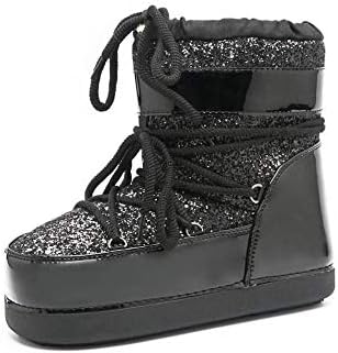Rafaello Shoes Cape Robbin MB-11 Women Ankle High Ski Snow Winter Lace up Glitter Moon Boots