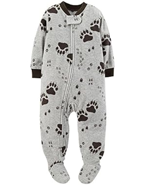 Graphic Fleece Footie (Baby) - Paws-12 Months