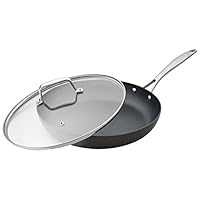 Stone & Beam Saute Pan With Glass Lid, 12 Inch, Hard-Anodized Non-Stick Aluminum