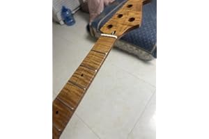 5 String Roasted Flame Maple Bass Neck 21 Frets, 34" Scale, Stainless Steel Frets, 14" Radius, Matte Finish for Jazz Bass Bod