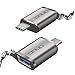 USB-C to USB 3.0 Mini Adapter with LED Indicator Keyring Lanyard Keychain for iMac MacBook Pro and Other USB Type-C Devices 1-Yr Warranty 2-Pack (Space Gray)
