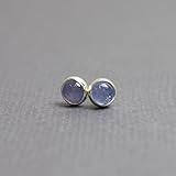 Tanzanite Stud Earrings-4mm Blue Post Earrings in all Sterling Silver-Handmade