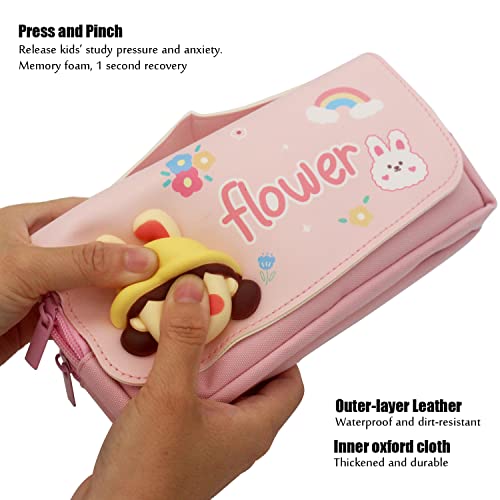 Gosytify Kids Cute Kawaii Stationery set for School Boys Girls Child Includes 1 Writing Case Box, 6 Gel Pens, 6 Pencils, Eraser (Pink)