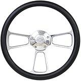 Black Steering Wheel 14 Inch Aluminum with Chevy Installation Adapter and Horn