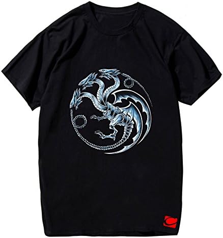 cornflower Fire &amp; Blood Drogon Rhaegal Viseryon Printed Cotton Mens T Shirt Tees Size XXXL