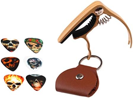 操作簡単コンパクト耐久性ギターカポ ギターカポタストギターピック 収納袋ウクレレエレキギター用全2色 在庫一掃売り切りセール ウッド