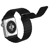 Apple Watch Band, JETech 38mm Genuine Leather Loop with Magnet Lock Strap Replacement Band for Apple Watch 38mm All Models No Buckle Needed (Black) - 2190