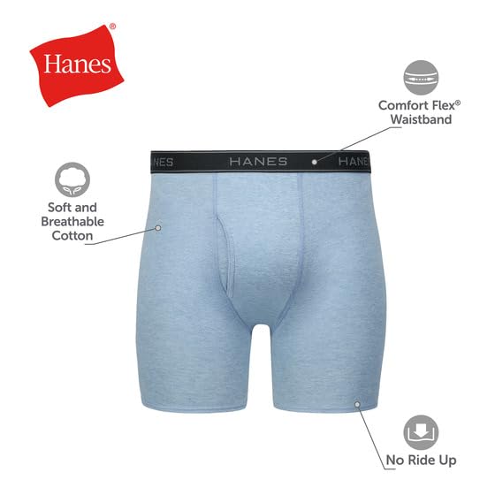 HANES MEN’S BOXER BRIEF UNDERWEAR PACK, COTTON BOXER BRIEFS, MOISTURE-WICKING, ASSORTED SOLIDS, 12-PACK