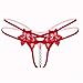Vanvler Women Sexy Nightwear Pendant Lady Pearl G String Panties V-String Thong Low Waist Underwear (Red)