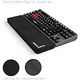 Grifiti Fat Wrist Pad 14 Is a 4 X 14 X 0.75 Inch Wrist Rest for 14 to 15 inch Tenkeyless Mechanical Keyboards, Gaming Keyboards, Das, Steelseries, Filco, HHK, Ducky, Corsair, Cooler Master, HP, Logitech, Topre, SIIG, Genius, Evolvent, and 15 inch Laptops and Notebooks (BLACK SMOOTH SKIN NO NYLON)