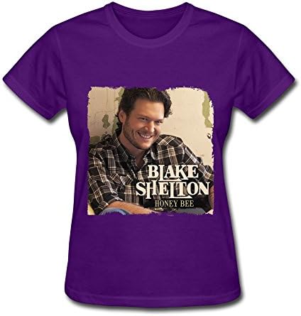 HANJ Country Folk Singer Blake Shelton Tour 2015 T Shirt For Women Purple S