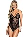 ohyeah Women See Through Plus Size Teddies Lingerie Lace Bodysuit Nightwear Black XXXXX-Large=US 16-18