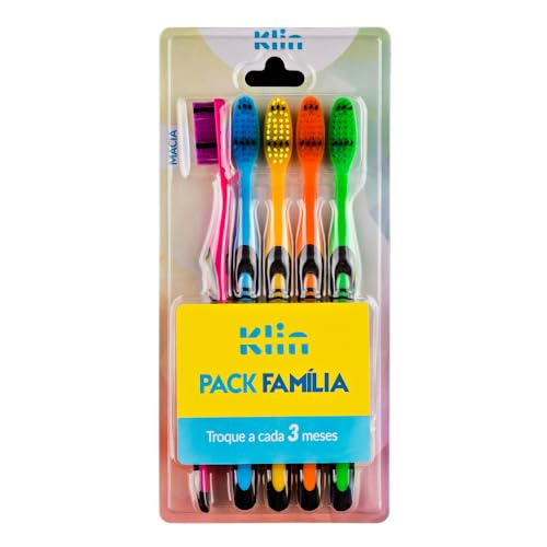 Klin, Pack 5 Unidades Escovas Dentais Colors, 8726, Cores Sortidas, 5 Unidades.