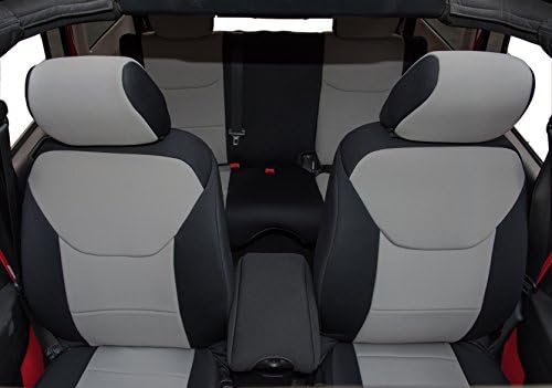 Jaybally Jeep Wrangler Seat Covers for 2013,2014,2015,2016,2017 JK Rubicon, Sahara, Unlimited, Customized Neoprene Car Seat Protector, Airbag Compatible and Waterproof (4 DOOR, Black/Medium Gray)
