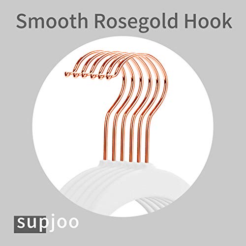 image for SUPJOO Premium Velvet Hangers Rose Gold Swivel Hooks - Felt Hangers-He