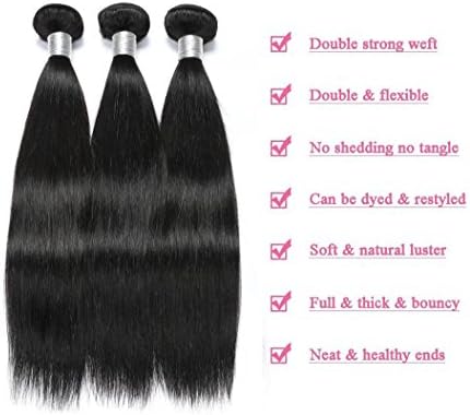 Brazilian Straight Hair With Closure 3 Bundles Unprocessed Virgin Human Hair Bundles With Lace Closure Free Part Hair Extensions Natural Color
