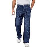 WICUSION Men's Elastic Waist Baggy Jeans Stretch Denim Wide Leg Trousers Loose Fit Casual Pants