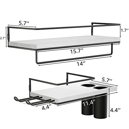 ZGO Floating Shelves for Wall Set of 3, Wall Mounted Storage Shelves with Metal Frame