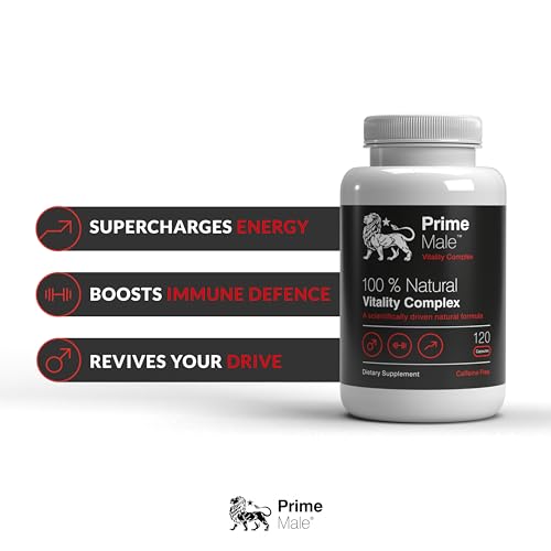 PRIME MALE Vitality – Natural Testosterone Booster for Men Over 30 – Energy, Strength, Libido & Muscle Support – 120 Capsules (30-Day Supply)