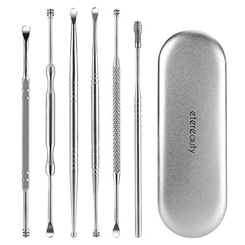 ETEREAUTY 6pcs Ear Pick Ear Curette Earwax Removal with Storage Box