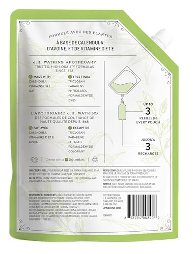 J.R. WATKINS HAND SOAP REFILL, ALOE AND GREEN TEA 34 FL OUNCE
