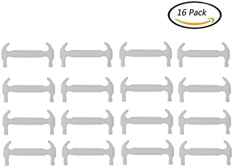 Maylai No Tie Shoelaces Silicon Elastic Shoe Laces for Kids and Adults 16Pcs Flat No Tie Laces for Sneaker Boots Board Shoes and Casual Shoes (White)