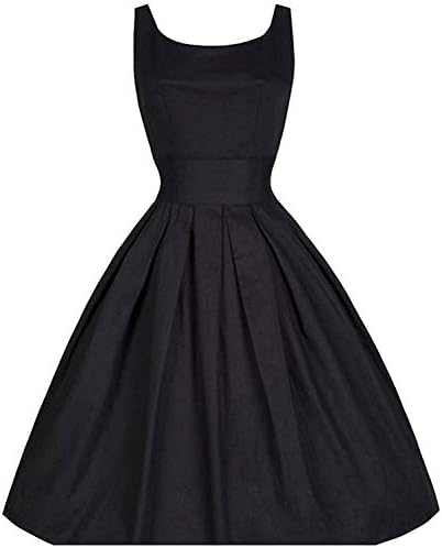 YUMiiiooo Nice Womens Vingtage Spring 50s Hepburn Slim Fit Pinup Dress Black XS