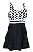 DANIFY Women's One Piece Sailor Striped Swimsuit Plus Size Swimwear Cover up Swimdress Black IT56/US20
