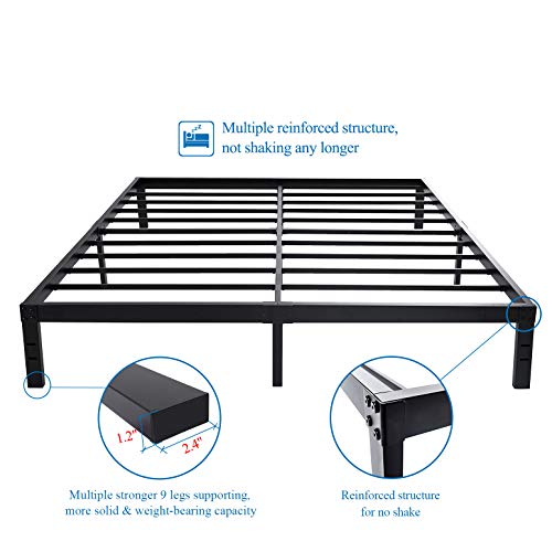HOMUS 14 Inches Steel Slat Platform Bed Frame/Heavy Duty and Easy Assembly Mattress Foundation/Noise-Free Box Spring Replacement (King)