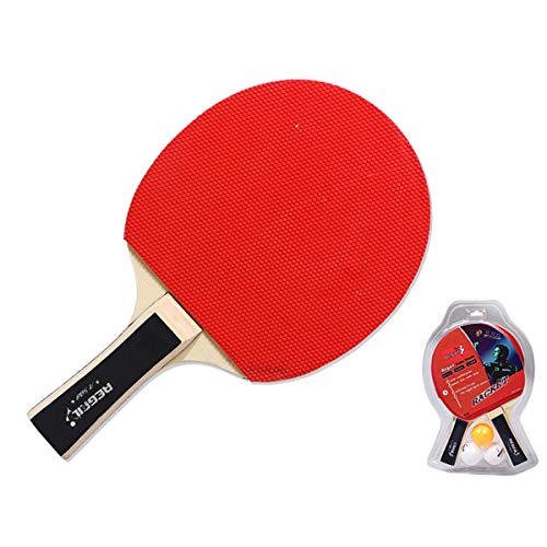 Table Tennis Racket Ping Pong Practice Paddle Set 2 Bats + 2 Balls (Color : Orange)
