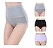 Lashapear Womens High Waist Underwear Solid Color Tummy Control Cotton Brief Panties 3 Pack, Color1, Large