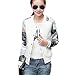 Hellomamma Women's Slim Fit Floral Print Baseball Bomber Jacket White M