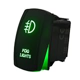 MicTuning LS081601 Green 5pin Fog Rocker Switch ON-Off LED Light 20A 12V