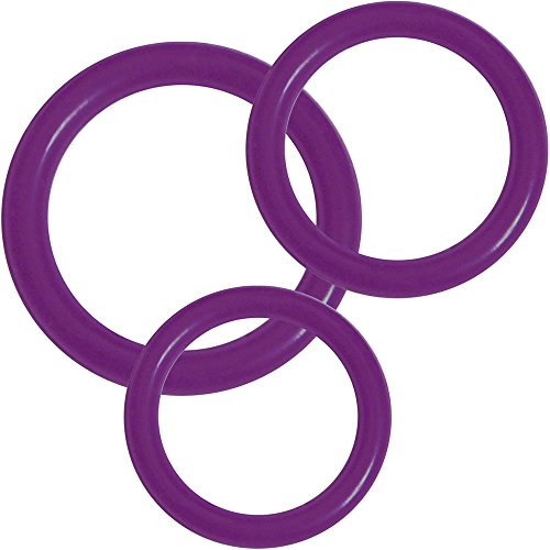 Premium Silicone Cockrings - 3 Ring Set (3 Erection Control Rings of Different Sizes), Purple