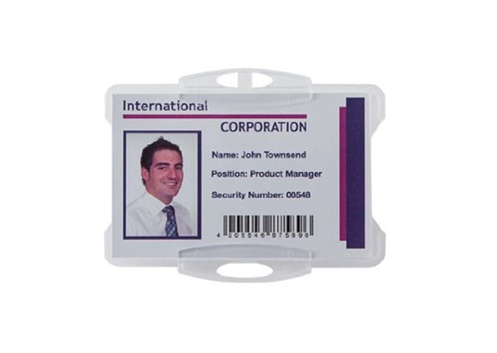 Durable Security Pass Holder - Holds 1 ID Badge - Perfect For Building Access - Can be Combined with any Lanyard - Pack 0f 50