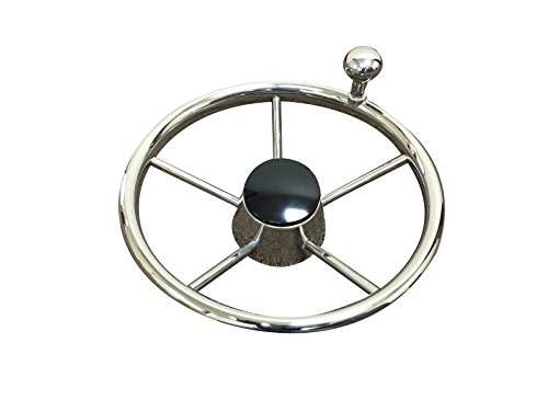 Pactrade-Marine-5-Spoke-Stainless-Steel-Steering-Wheel-with-Turning-Knob-11-L Pactrade-Marine-5-Spoke-Stainless-Steel-Steering-Wheel-with-Turning-Knob-11-L