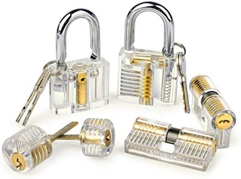Hancel 6-Pack Lock Set Transparent Training Cutaway Crystal Pin Tumbler Keyed Padlock for Locksmith Practice (6-pack)