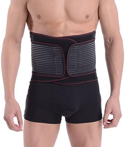 Mens Adjustable Waist Trimmer Belt Sweat Weight Loss Workout Enhancer Wide Belt Stomach Body Wrap Protecting Warm Stretchy Waistband Black