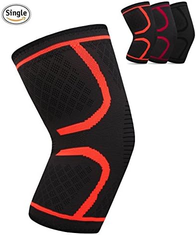 Spoty Knee Compression Sleeve Brace Support for Arthritis Running Women men kids Unisex Single Wrap,Orange S