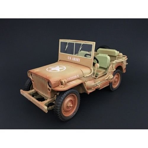 US Army WWII Jeep Vehicle Desert Color Weathered Version 1/18 by American Diorama 77408 A