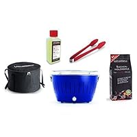  Lotusgrill Lotusgrill klein Edelstahl Stahl Kunststoff blau Camping Balkon Picknick ✔ rund ✔ tragbar rauchfrei ✔ Grillen mit Holzkohle ✔ für den Tisch 