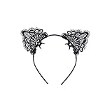 DRESHOW Women's Pearl Cat Ears Headbands Rhinestone Crystal Hair Band for Party, Pack of 2, Silver, Gold