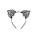 DRESHOW Women's Pearl Cat Ears Headbands Rhinestone Crystal Hair Band for Party, Pack of 2, Silver, Gold