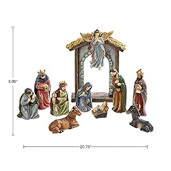 glitzhome 11Pcs Resin Nativity Figurines Set